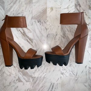 Brown chunky heels